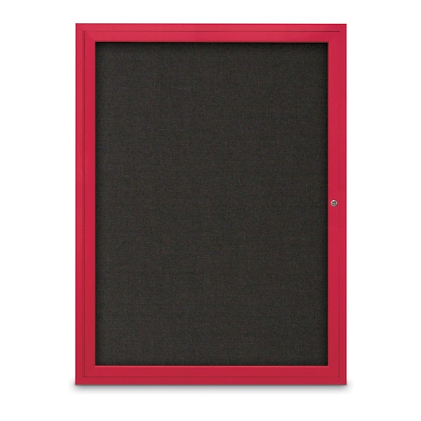 United Visual Products Slim Enclosed Corkboard, 18"x24", Satin Alum Frame/Burgundy UVEB1824-SATIN-DBURGU - main